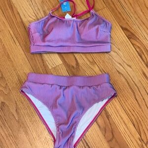 Cupshe Pink and Purple Striped Bikini Set